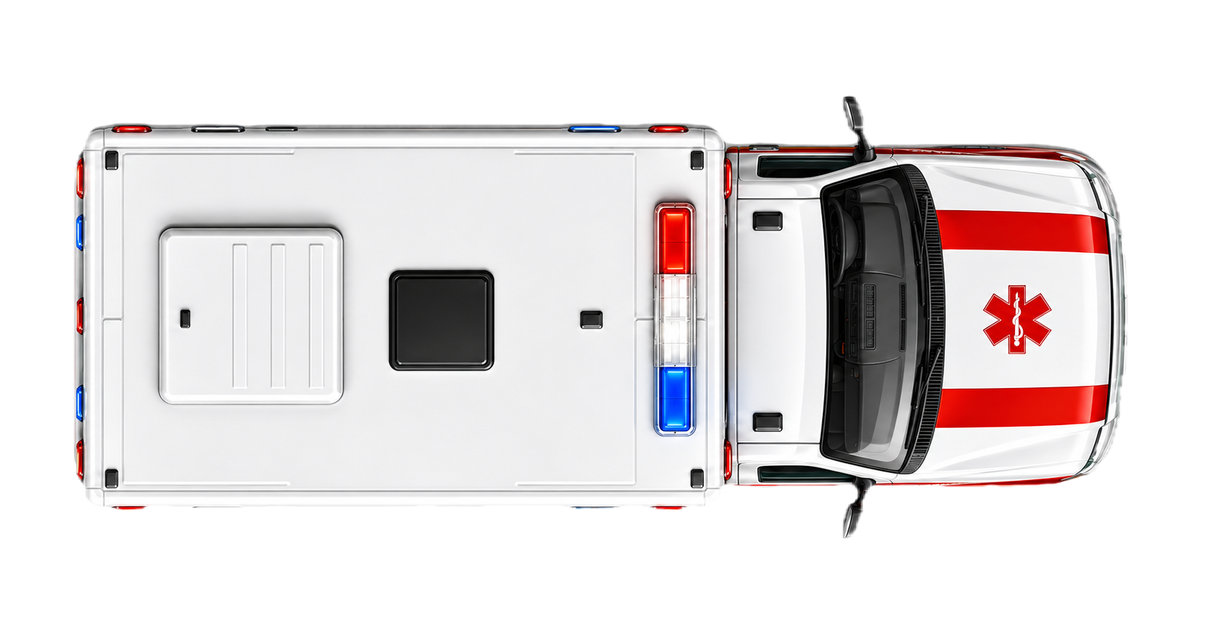 Top view of an ambulance moving across the KairOS hero